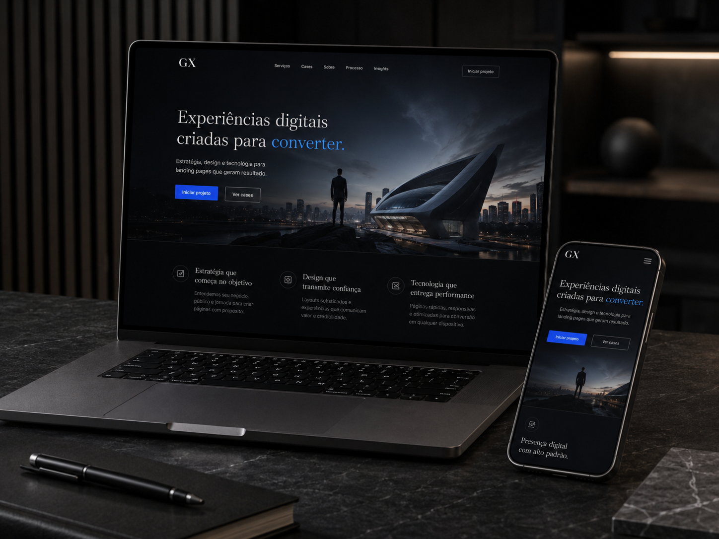 Visual de Landings premium